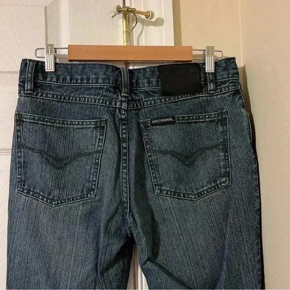 2005 HARLEY DAVIDSON Leather Front Denim Bootcut Jeans Size 8 - Picture 5 of 7
